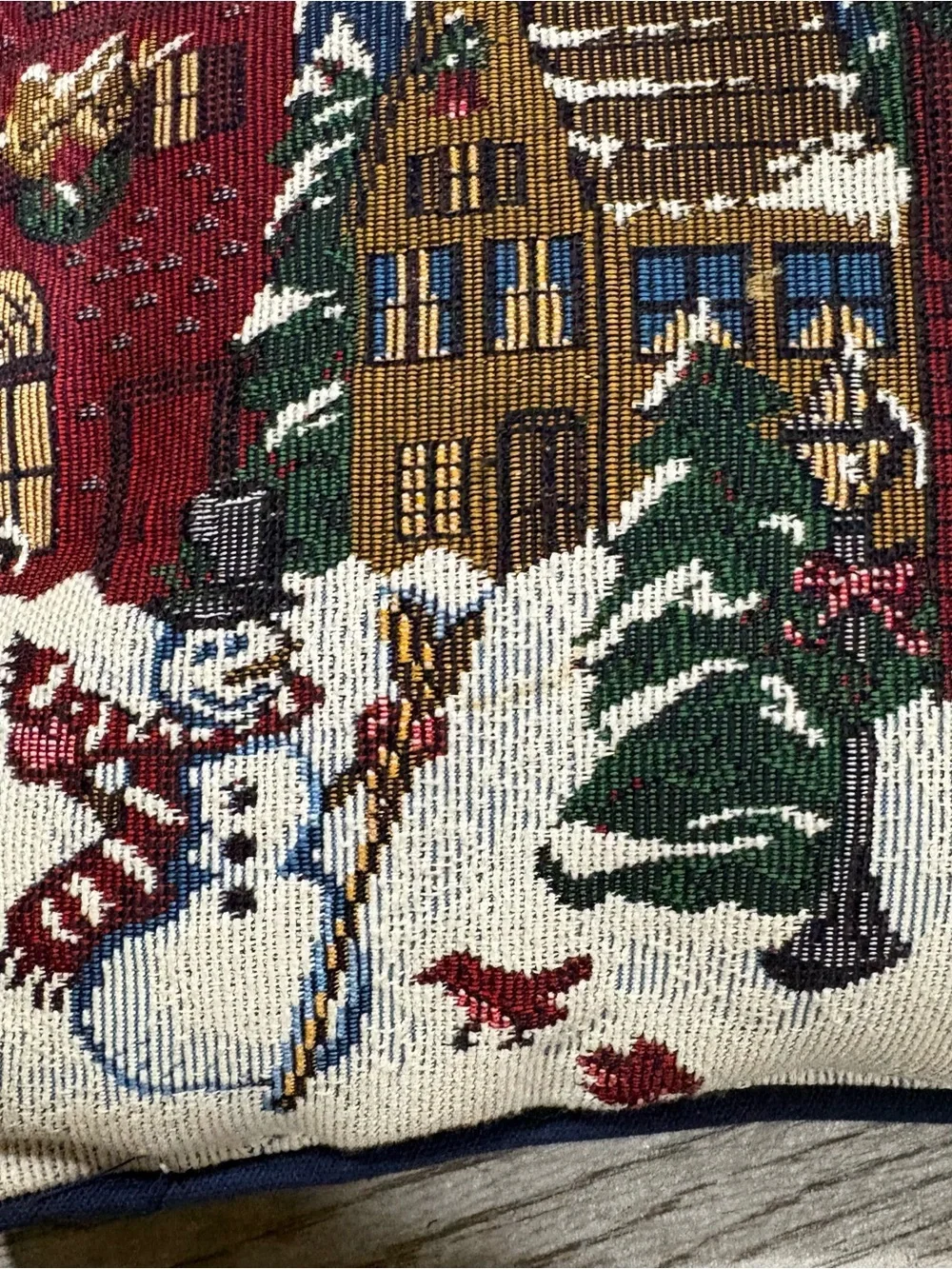Designers Touch Needlepoint Christmas Pillows Lot Of 2 11” Holiday Santa Snowman